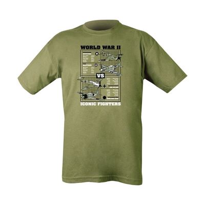 WWII Iconic Fighters T-shirt - Olive Green