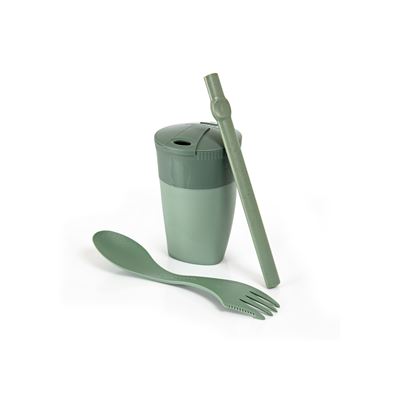 ReKit BIO mug, straw and cutlery set GREEN