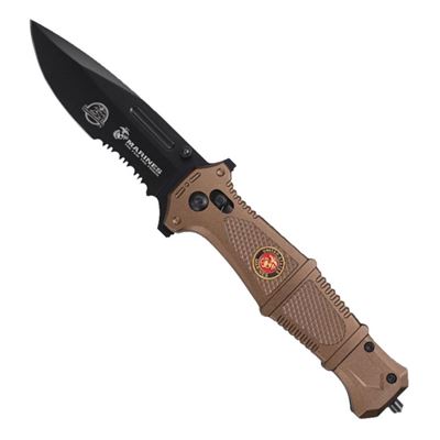 Folding Knife RAPID USMC partially serrated blade TAN