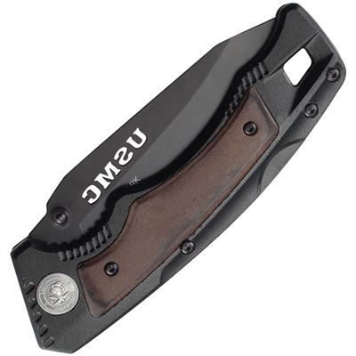 Folding knife 3011 smooth blade BLACK USMC M-3011BK 2
