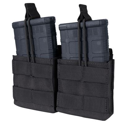 Double Open-Top M14 Mag MOLLE Pouch Black