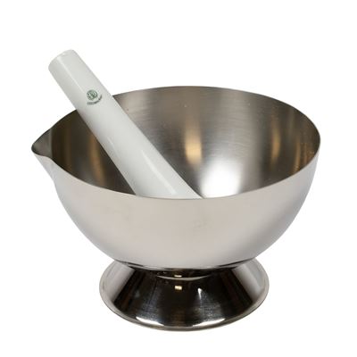 Stainless steel friction bowl with pestle