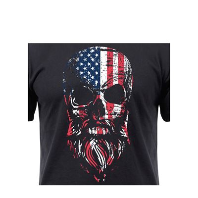 US Flag Bearded Skull T-Shirt Black