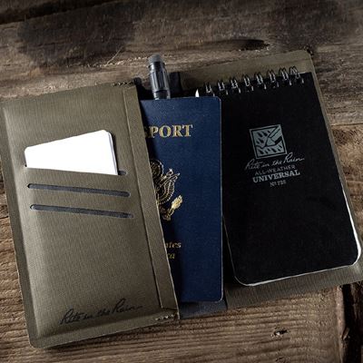 Waterproof MONSOON HORIZON wallet for a small notebook with a pencil