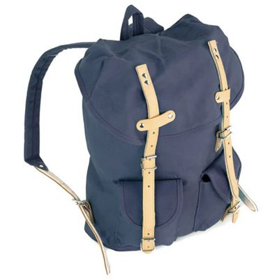 Cotton Hiking Backpack with Real Leather Stripping 15L BLUE