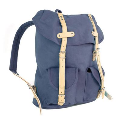 Cotton Hiking Backpack with Real Leather Stripping 15L BLUE