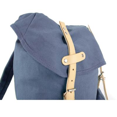 Cotton Hiking Backpack with Real Leather Stripping 15L BLUE