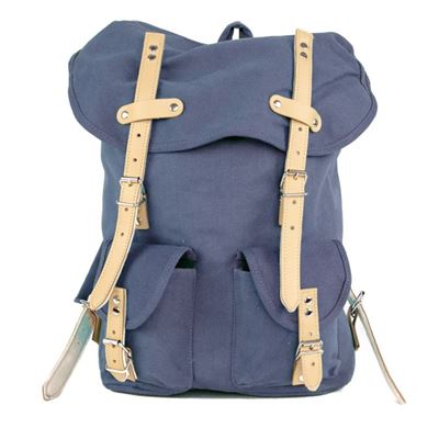 Cotton Hiking Backpack with Real Leather Stripping 15L BLUE