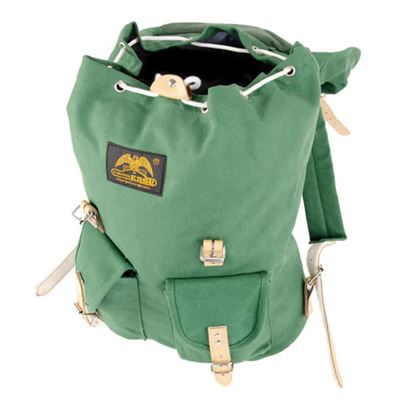 Cotton Hiking Backpack with Real Leather Stripping 15L GREEN