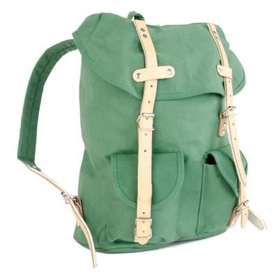 Cotton Hiking Backpack with Real Leather Stripping 15L GREEN