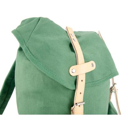 Cotton Hiking Backpack with Real Leather Stripping 15L GREEN