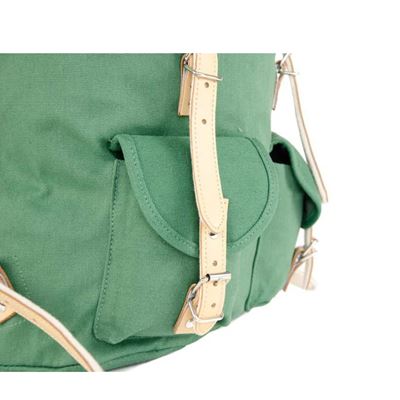 Cotton Hiking Backpack with Real Leather Stripping 15L GREEN