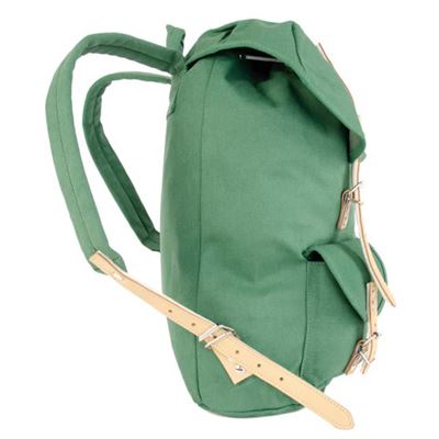 Cotton Hiking Backpack with Real Leather Stripping 15L GREEN