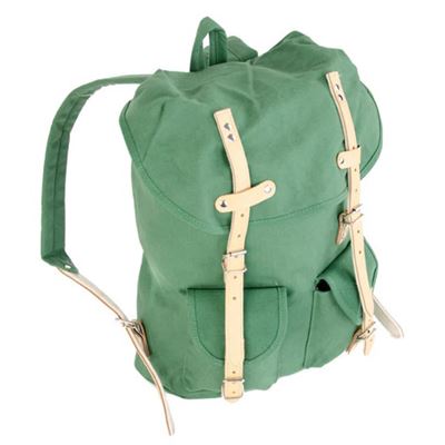 Cotton Hiking Backpack with Real Leather Stripping 15L GREEN