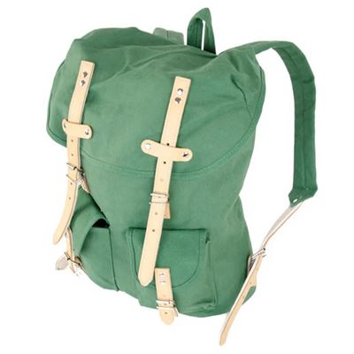 Cotton Hiking Backpack with Real Leather Stripping 15L GREEN