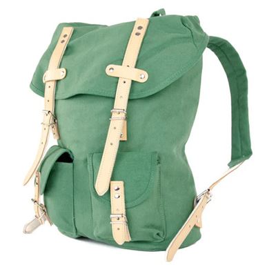 Cotton Hiking Backpack with Real Leather Stripping 15L GREEN