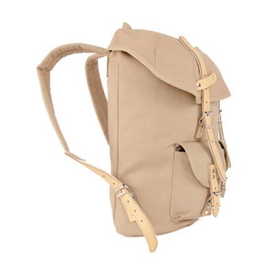 Cotton Hiking Backpack with Real Leather Stripping 15L KHAKI