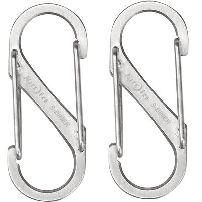Carabiner with 4 cm set of 2 stainless steel