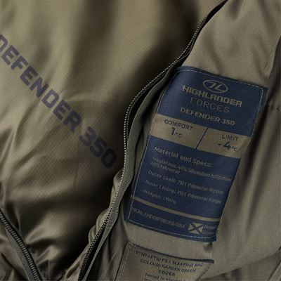 DEFENDER 350 GREEN three-season mummy sleeping bag HIGHLANDER SB266-RG 3