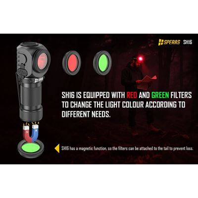 Headlamp SH16 rechargeable, right angle, multifunctional, 1650 lumens, 355 metres SPERAS SH16-SP 14
