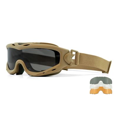 Tactical goggles SPEAR set 3 lenses TAN frame