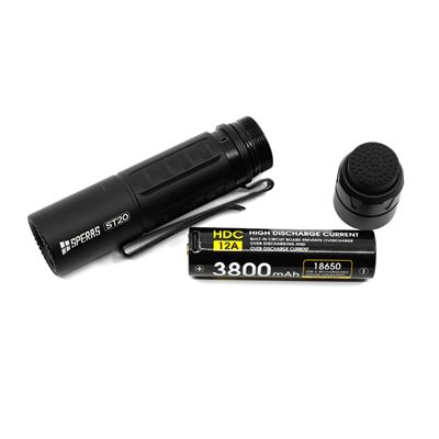 Flashlight ST20B rechargeable, compact, 1300 lumens, 175 meters, IP68 BLACK