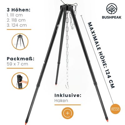 Folding tripod ALU BLACK with cover BUSHPEAK SW10115 4