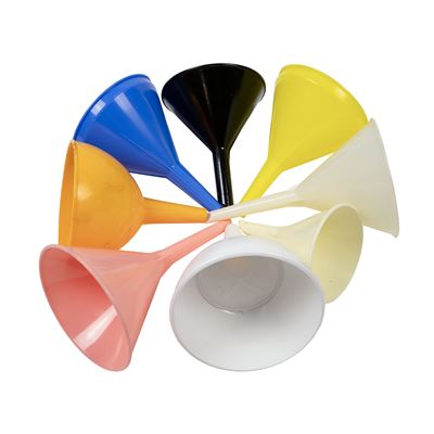 Plastic funnel of different colors and type